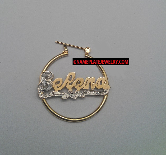 14K Gold Overlay Kids 1 inch any name earring/PERSONALIZED